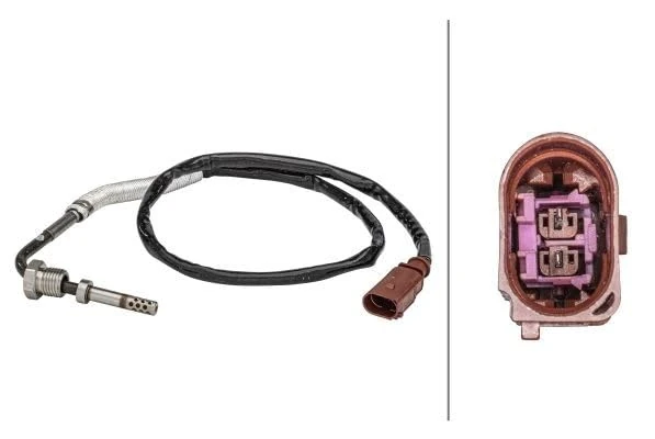 HELLA 6PT 358 181-031 Sensor, exhaust gas temperature - 2-pin connector - Bolted - Cable: 600mm