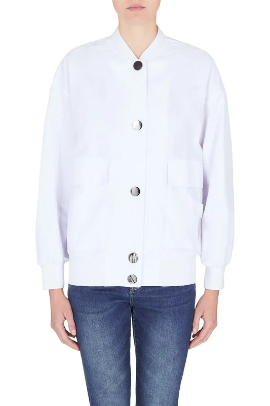 Armani Exchange Sustainable, Cross Gender, Round Metal Buttons Jacket, Optic. White, S