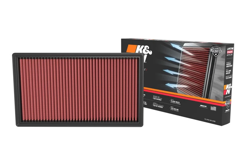 K&N Engine Air Filter: High Performance, Premium, Washable, Replacement Compatible with 2021-2022 Mercedez Benz C180/C200/C300, 33-3173, Red