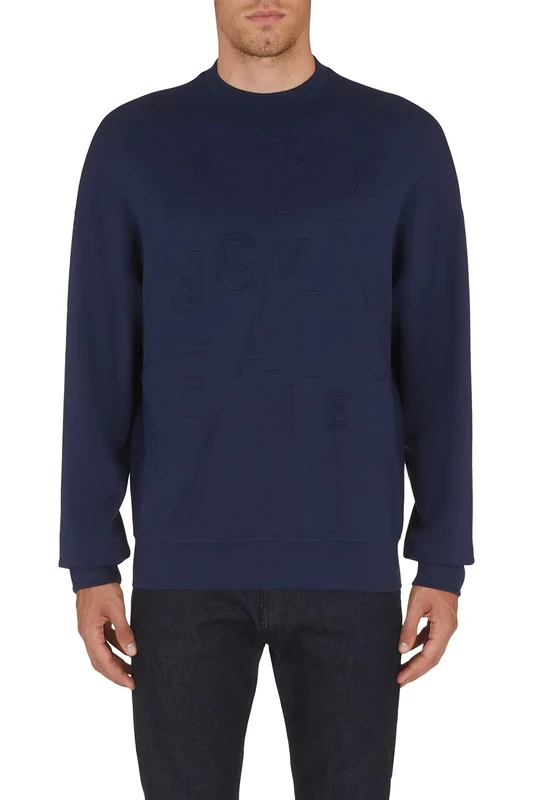 Armani Exchange Men's Embossed & Big Tone Lettering Sweatshirt, Navy Blazer, XL