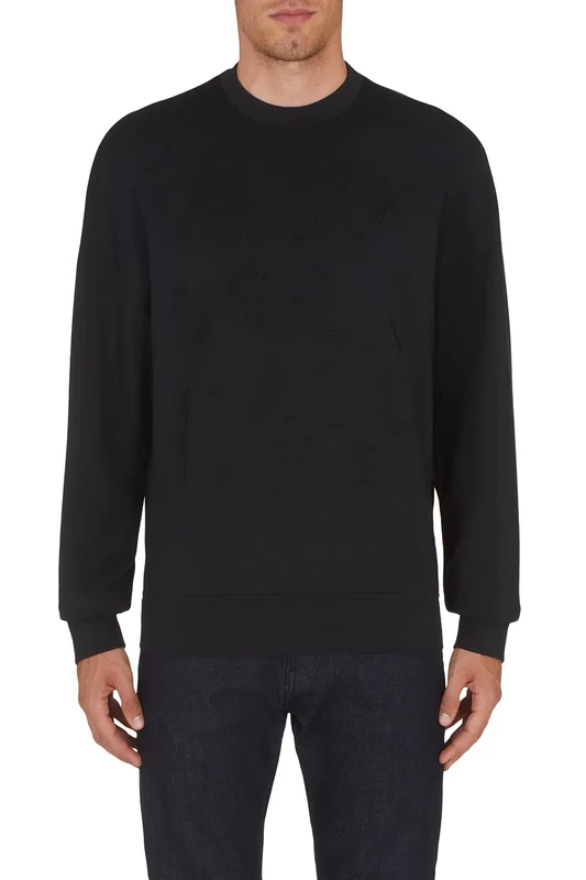 Armani Exchange Men's Embossed & Big Tone Lettering Sweatshirt, Black, XS