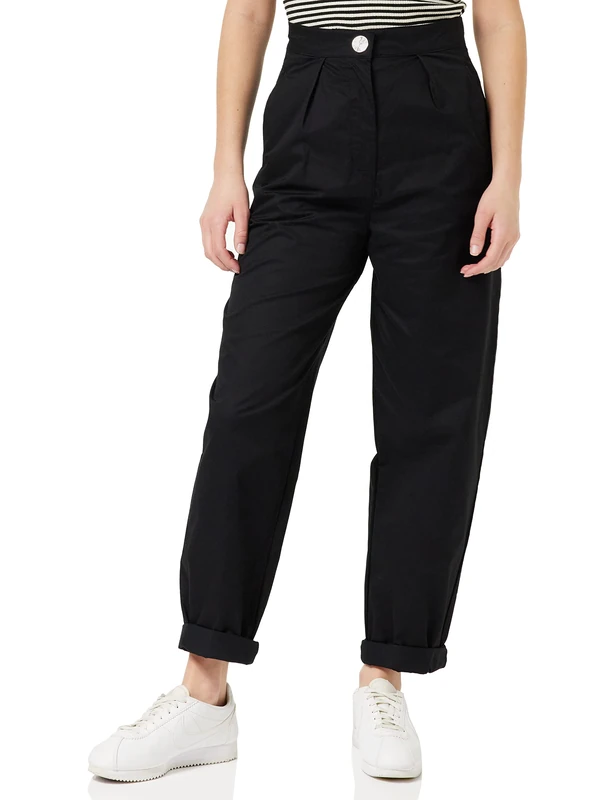 Armani Exchange Women's Sustainable, Front and Back Pocket, Metal Button Closure Casual pants, Black, XXS UK