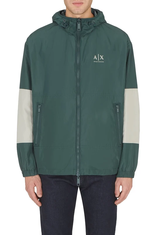 Armani Exchange Men's Reversible, Sustainable Recycled Nylon Jacket, Green G/Lon.Fog/G.GA, M