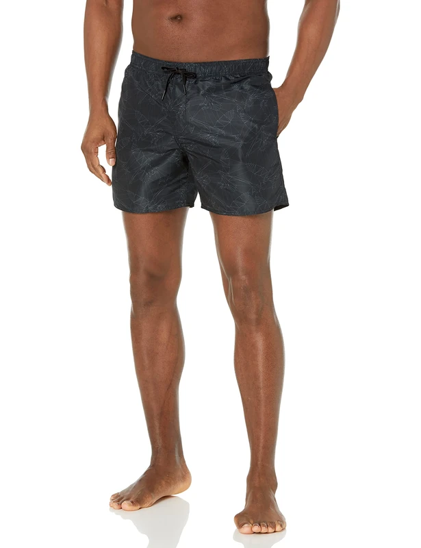 Armani Exchange Men's Sustainable, Drawstrings, Allover Logo Board Shorts, Black Eagle Pat, XXL