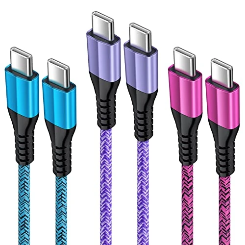 USBC to USBC Cable, [3Pack 6FT] 60W 3A USB Type C to Type C Charger Cable Fast Charging PD Cable Nylon Lead for Samsung Galaxy S23 S22 ultra S21 S20 A54 A34 A14 5g A53 A52 Z Flip 5, MacBook Pro,Huawei