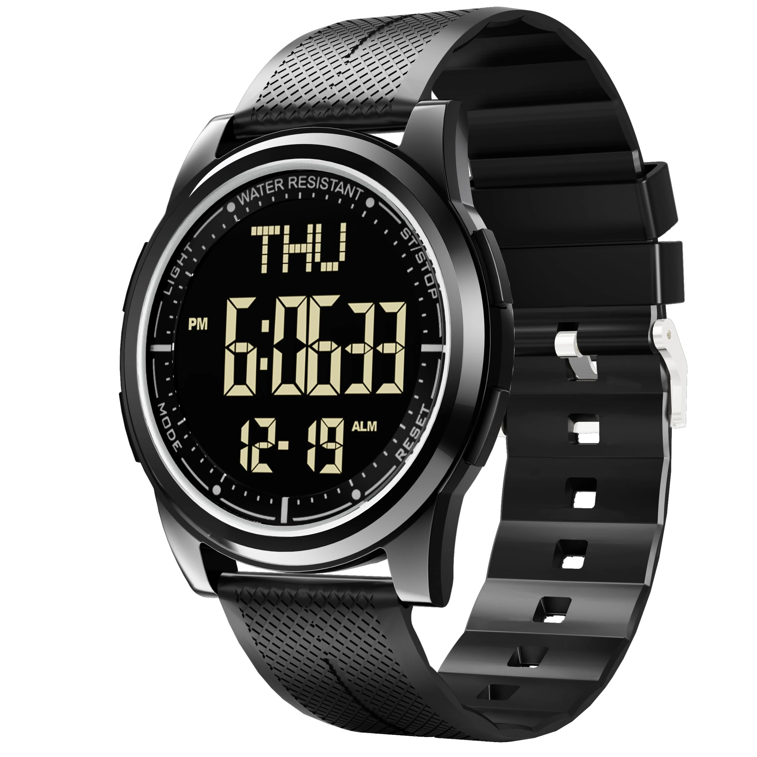 WIFORT Digital Watches for Men with Wide-Angle Display & Backlight,Waterproof Wrist Watch for Sports with Alarm/Countdown/Dual Time/Stopwatch,Metal Black