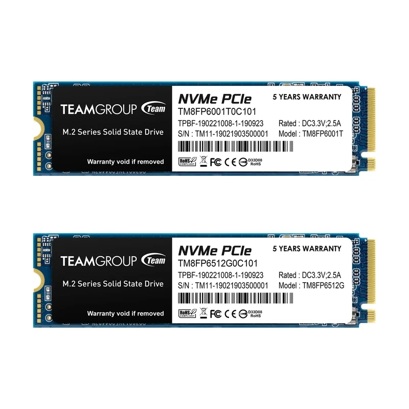 TEAMGROUP 2 x MP33 1TB SLC NAND TLC NVMe 1.3 PCIe Gen3x4 M.2 2280 Internal Solid State Drives (Read/Write 1800/1500MB/s) Compatible with TM8FP6001T0C1P1 Laptop and Desktop PC
