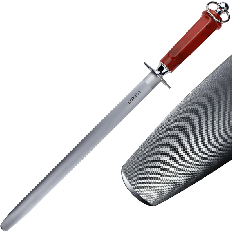KOPALA Efficient 12 Inches Flat Honing Steel Magnetized High Hardness Sharpening Rod Knife Sharpener Steel for Kitchen Knives, Honing Rod with Gift Box
