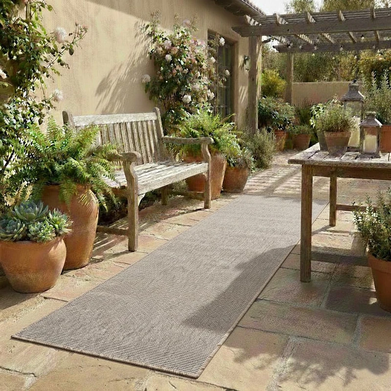 Tadi & Imperio1979 Long Outdoor Rug - Smooth Rug - Beige Rug - Terrace Rug - Kitchen Rug - Long Runner Rug - Living Room Rug - Entrance Rug - Rugs 70x400