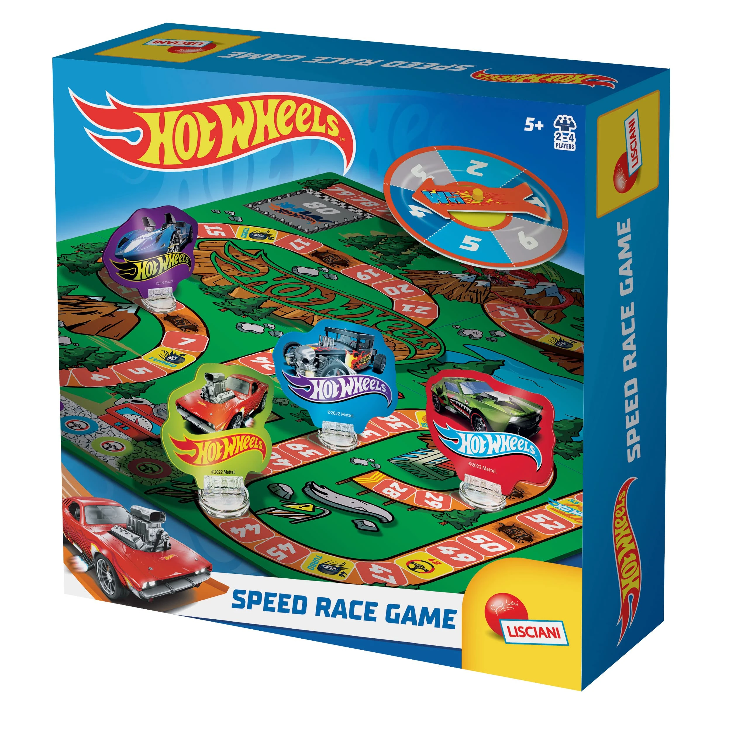 Lisciani - HOT WHEELS SPEED RACE GAME - Classic Race Board Game - For Children and Families - Includes Game Board, Spinner, Markers - Promotes Hand-Eye Coordination and Dexterity - The Goose Game