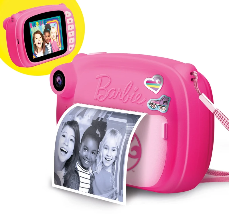 Lisciani - BARBIE Print Cam - 3-in-1 Instant Camera BARBIE- For kids from 5 years old - Prints 180 Photos - Large Colour Screen LCD - Selfie and Video Camera - Stickers included