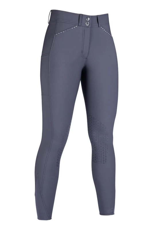 HKM Women's Helene Riding Breeches Silicone Knee Patch, Deep Grey, 34
