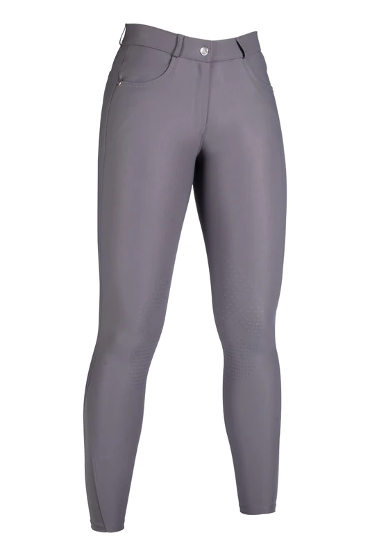 HKM Women's Luna Riding Breeches Silicone Knee Patch, Deep Grey, 28