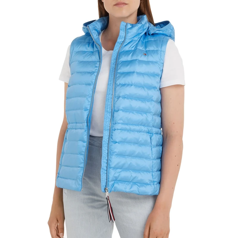 Tommy Hilfiger Women Feminine LW Down Vest Padded, Blue (Hydrangea Blue), XXL