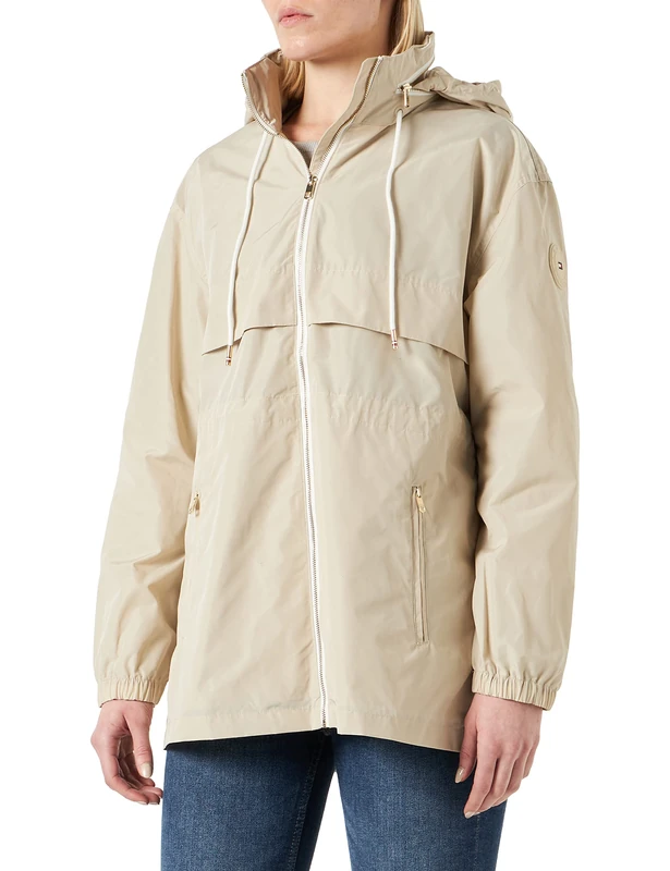 Tommy Hilfiger Women Windbreaker Jacket with Hood - Beige XL