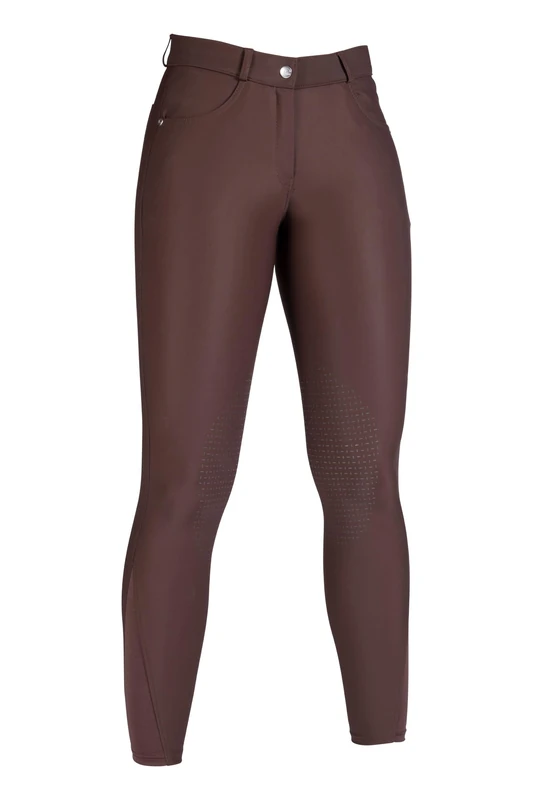 HKM Women's Luna Riding Breeches Silicone Knee Patch, Dark Brown, 24