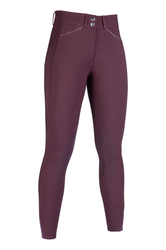 HKM Women's Helene Riding Breeches Silicone Knee Patch, Wine Red, 26