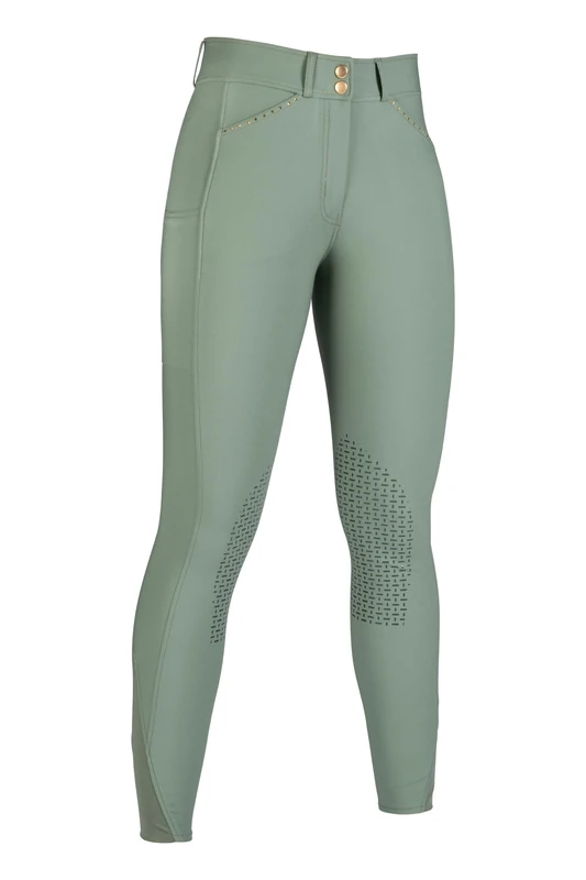 HKM Women's Helene Riding Breeches Silicone Knee Patch, Deep Green, 36