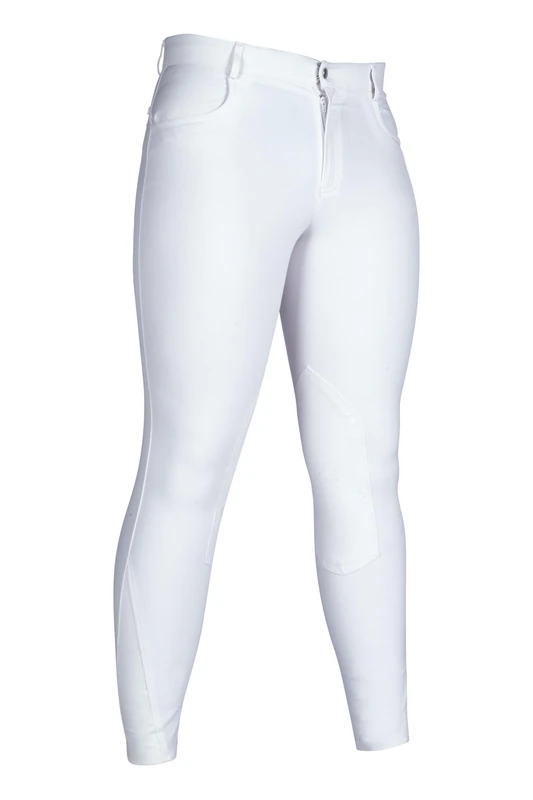 HKM Men's Sportive Knee Patch Riding Breeches, White, 34