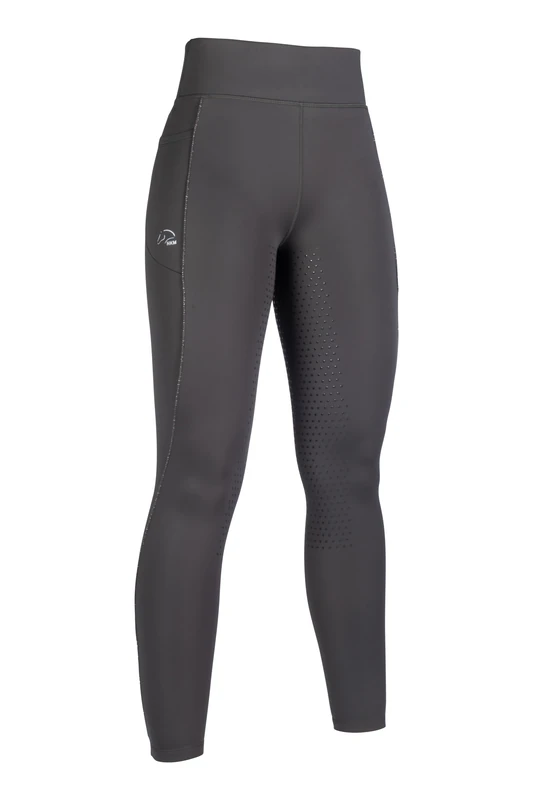 HKM Women's Luna Riding Breeches Silicone Knee Patch, Dark Brown, 30