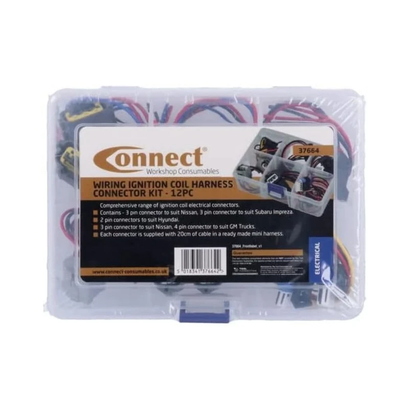 Connect Workshop Consumables 37664 Assorted Wiring Ignition Coil Harness Connector Kit 12pc