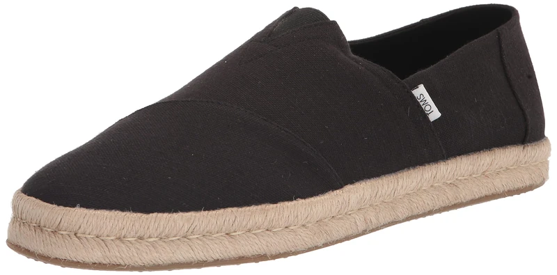 TOMS Men's Alpargata Rope 2.0 Espadrille, Black Recycled Cotton Slubby Woven, 7.5 UK
