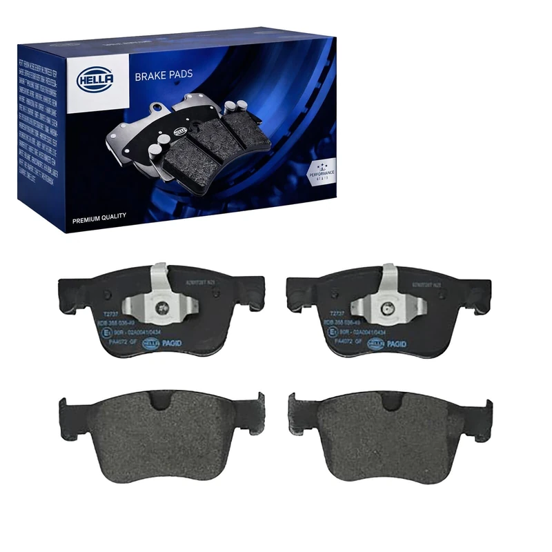 HELLA 8DB 355 036-491 Brake pad set - prepared for wear warning indicator - T2737 - for e.g. CITROEN/OPEL/PEUGEOT/VAUXHALL - Image 1
