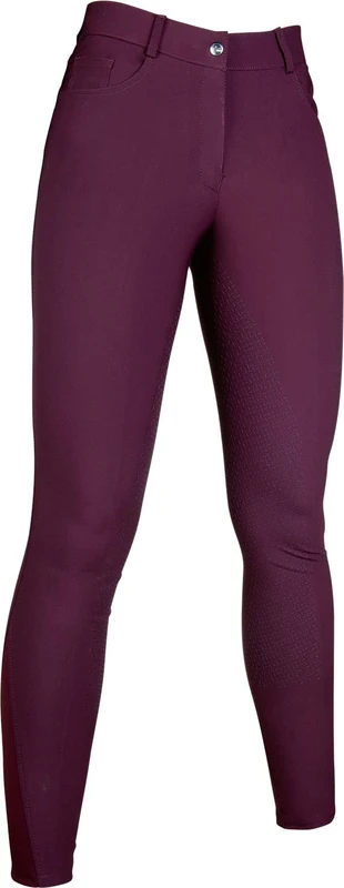 HKM Women's Sunshine Silicone Full seat Riding Breeches, Bordeaux, 28