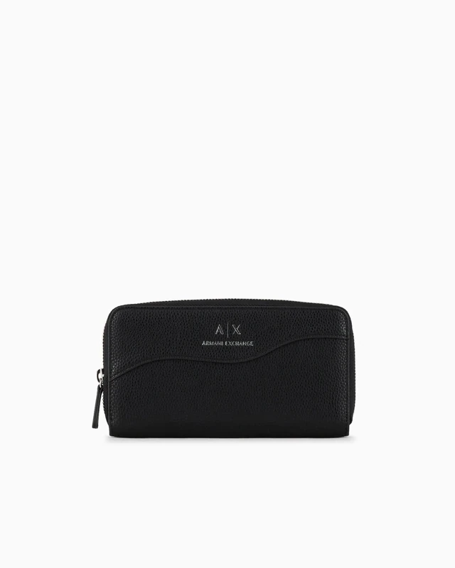 Armani Exchange Women's Wallet Zip Around Bi-fold, Black