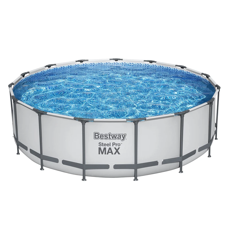 Bestway Steel Pro, Max Round Frame Swimming Pool with Filter Pump, Above Ground Frame Pools, Grey, 15ft