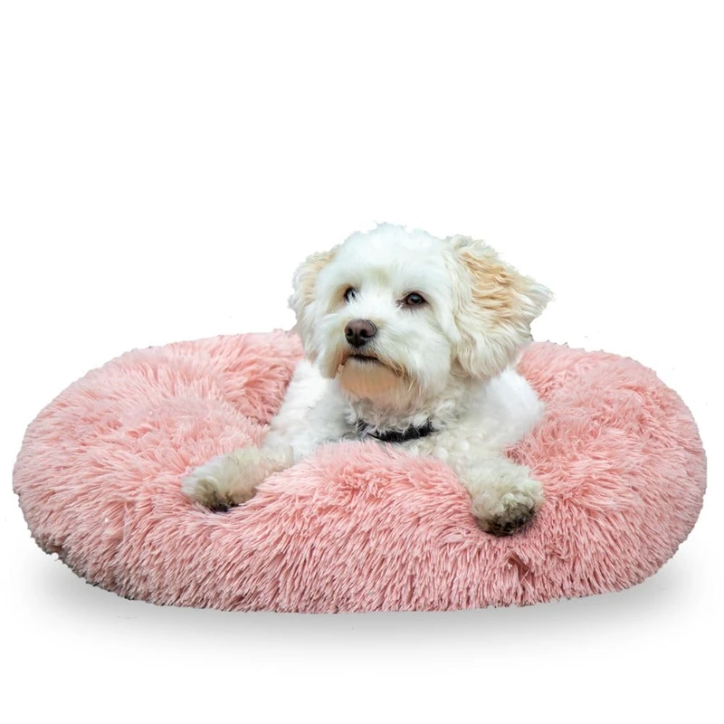 HKM Fluffy Dog bed Light Rose Ø100 x 25 cm