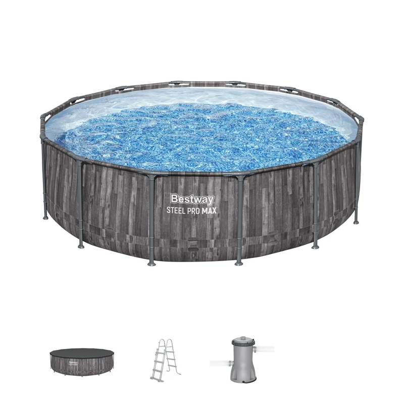 Bestway Steel Pro MAX 14ft Above Ground Pool Set, Round Large Family Pool with Durable Steel Frame & Complete Filter System