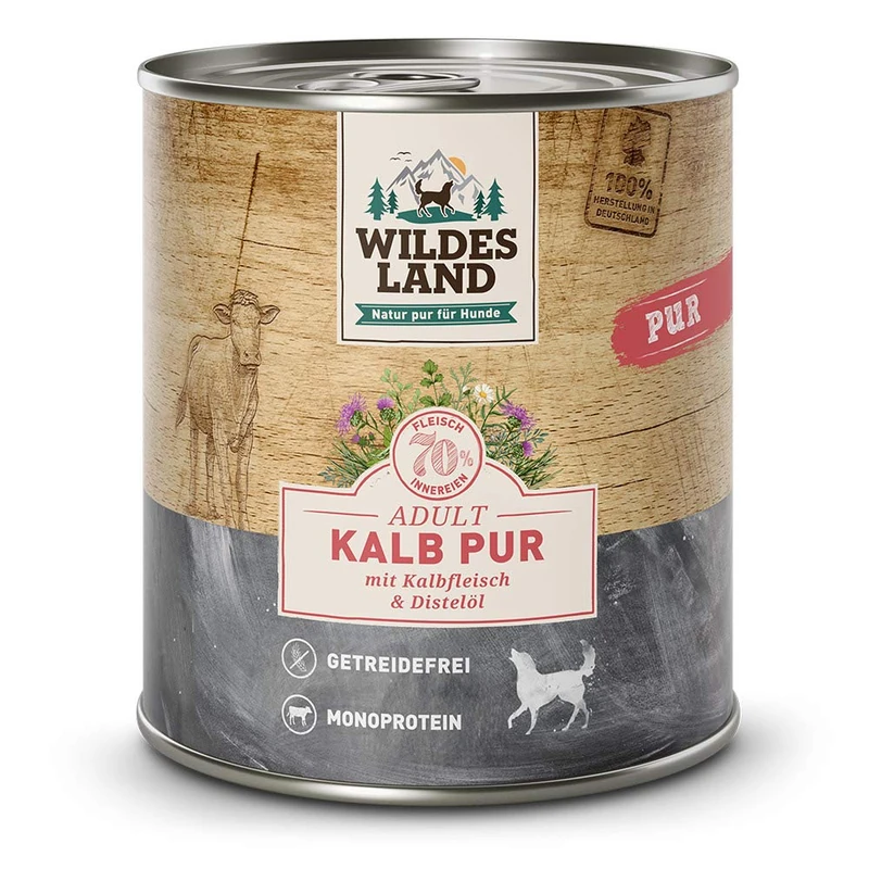 Wildes Land Dog Wet Food Calf Flavor 6x800 Gr