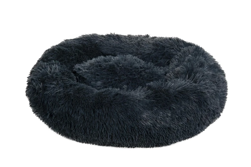 HKM Fluffy Dog bed Dark Grey Ø100 x 25 cm - Image 1