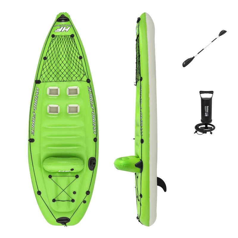 Hydro-Force Inflatable Koracle Kayak | 1 Person Inflatable Boat Set For Fishing With Hand Pump, Paddle and Carry Bag