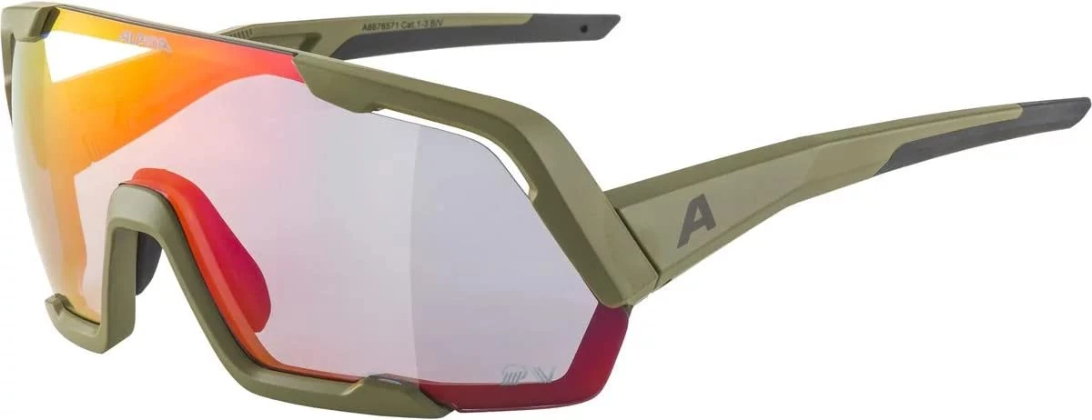 ALPINA Unisex - Adults, ROCKET QV sports glasses, olive matt/rainbow, One Size