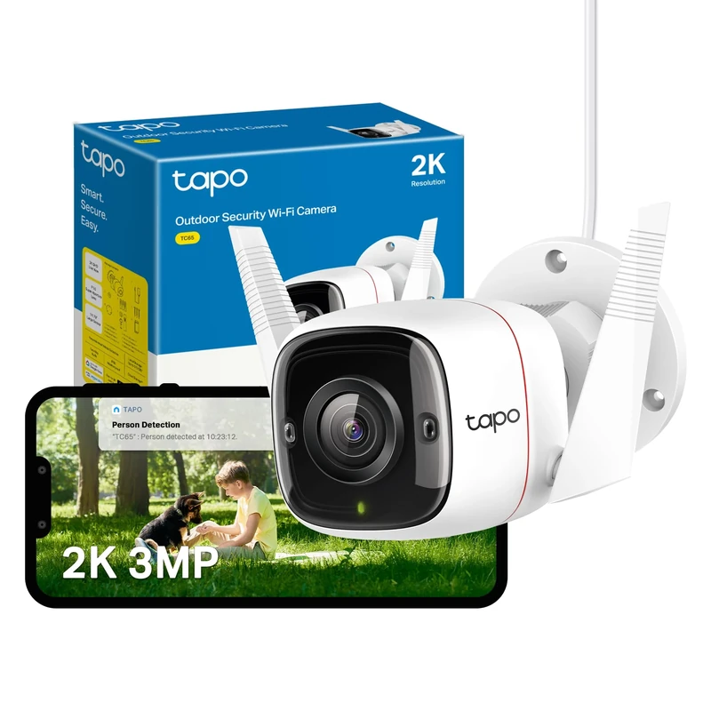 Tapo TC65 2K Camera - 3MP WiFi/Ethernet, Night Vision, Alexa & Google