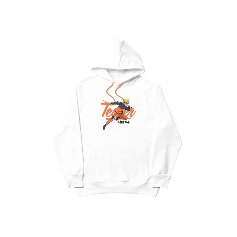 Tealer Naruto Logo Hoodie Hooded Sweatshirt, White, XS - Image 1
