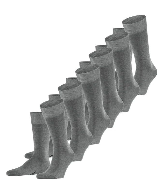 FALKE Men's Happy Multipack M So Cotton Plain 6 Pairs Socks, Grey Light Melange 3390, 8.5-11