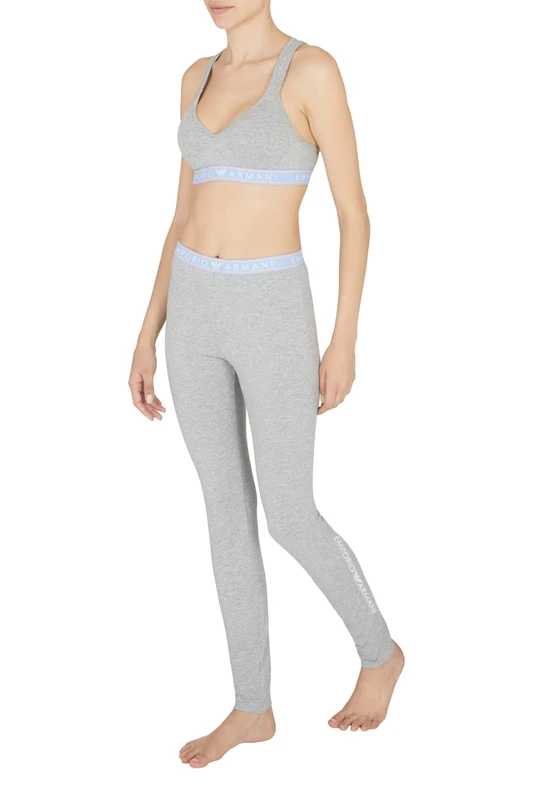 Emporio Armani Underwear Womens Leggings Iconic Logoband Leggings, Light Grey Melange, XS