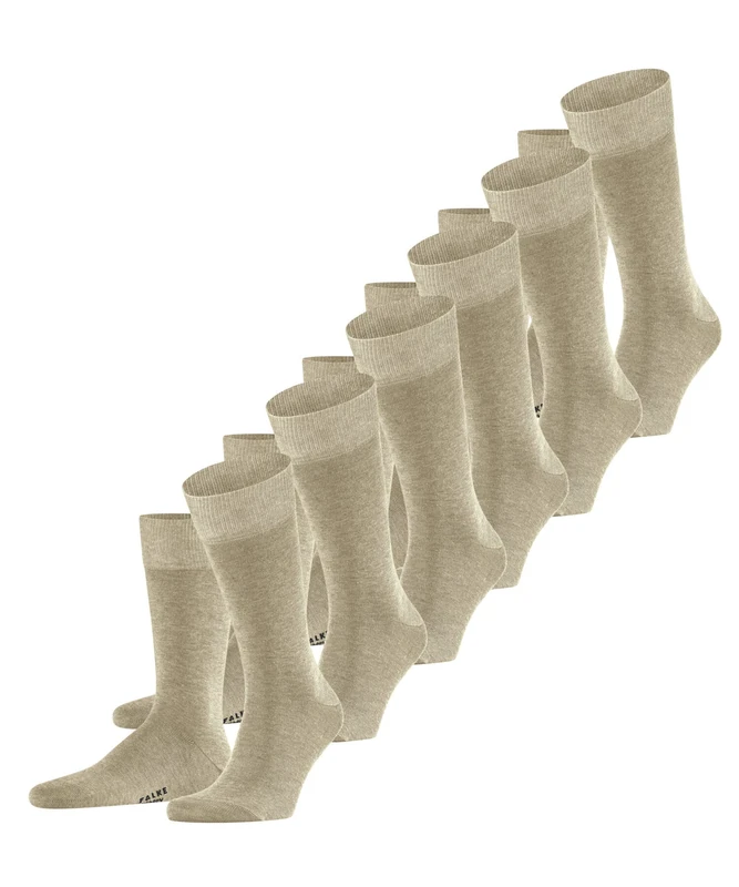 FALKE Men's Happy Multipack M So Cotton Plain 6 Pairs Socks, Beige Sand Melange 4650, 8.5-11