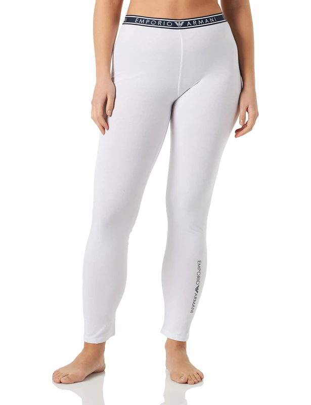 Emporio Armani Underwear Womens Leggings Iconic Logoband Leggings, White, XL