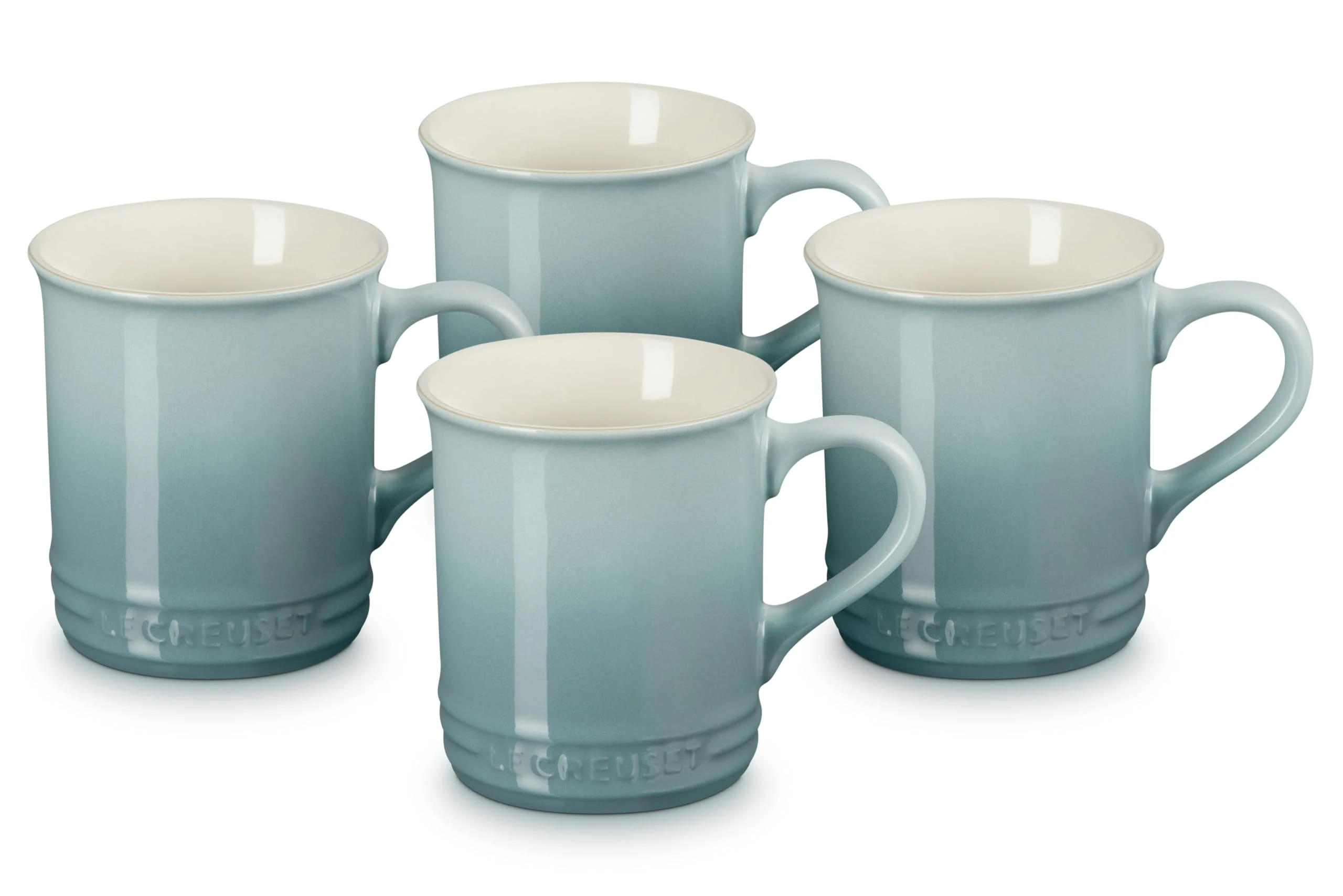 Le Creuset Stoneware Set of 4 Mugs, 14 oz. each, Sea Salt