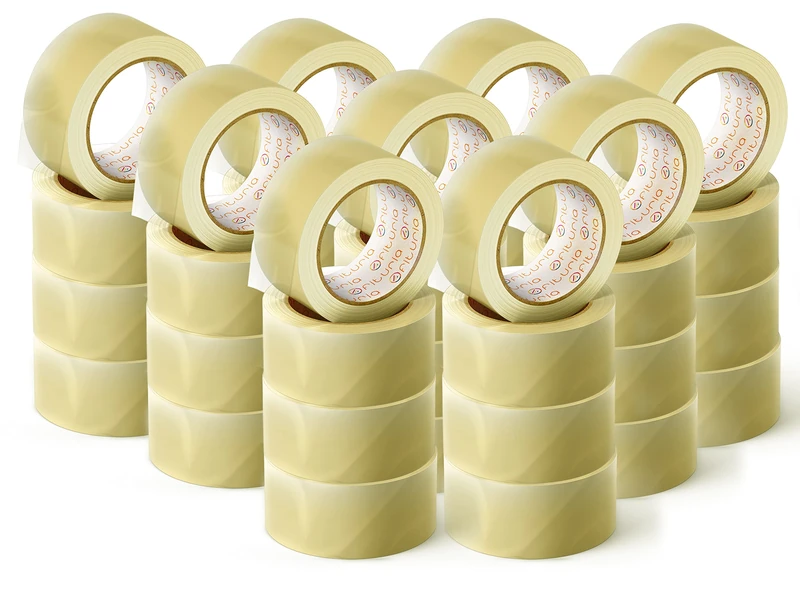 OFITURIA Transparent Packing Adhesive Tape for Packaging Carton Boxes for Shipping and Moving. Seal for Safe and Sturdy Packaging - Ophituria (36cm x 60m - Clear, 48 Rolls)