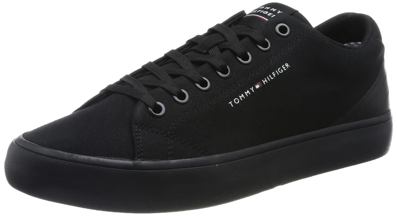 Tommy Hilfiger Men TH Hi Vulc Core Low Canvas Vulcanised Trainers, Black (Black), 40 EU