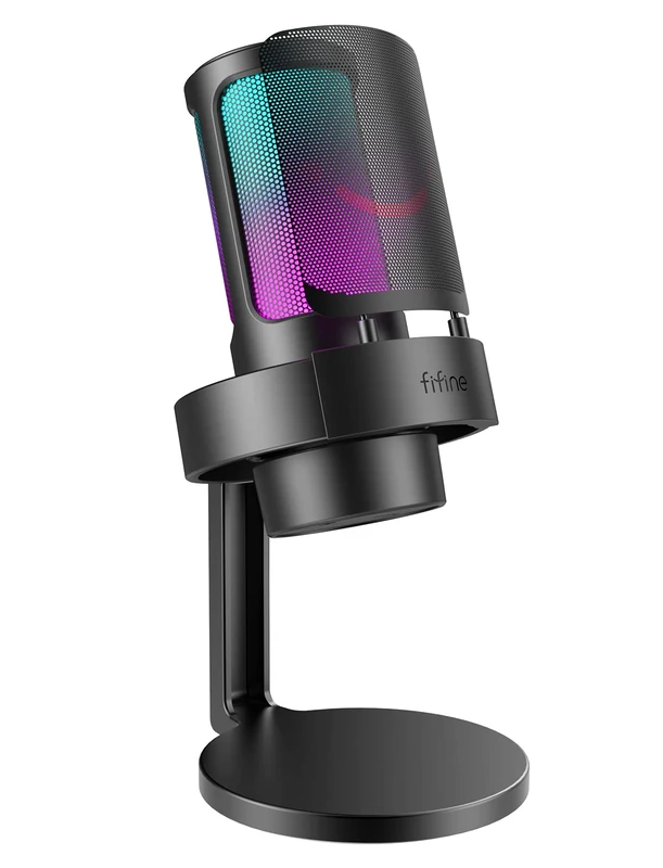 FIFINE USB Gaming Microphone with RGB Control and Mute Switch