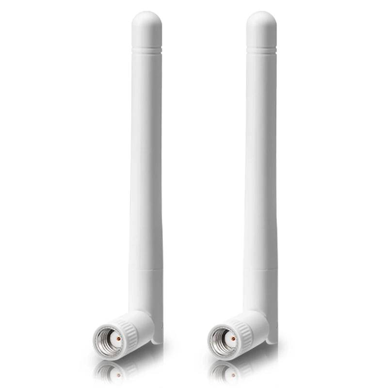 Bingfu External WiFi Antenna Aerial RP-SMA Male Dual Band 2.4GHz 5GHz 5.8GHz 3dBi (2-Pack) for Bluetooth WiFi Router Wireless Network Card USB Adapter Video Surveillance Monitor White