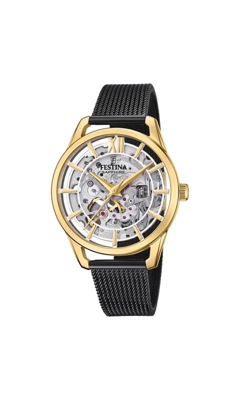 Festina Ladies Automatic Skeleton Watch with Mesh Bracelet F20629/2 - Image 1