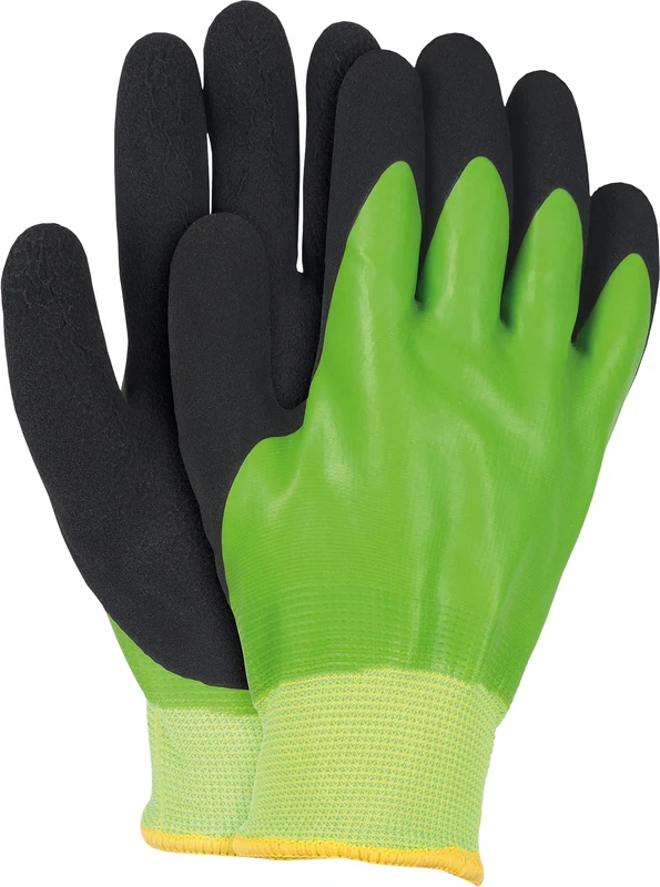 Ogrifox OX-WINGREEN Latex Work Gloves - Green-Black, Size 11