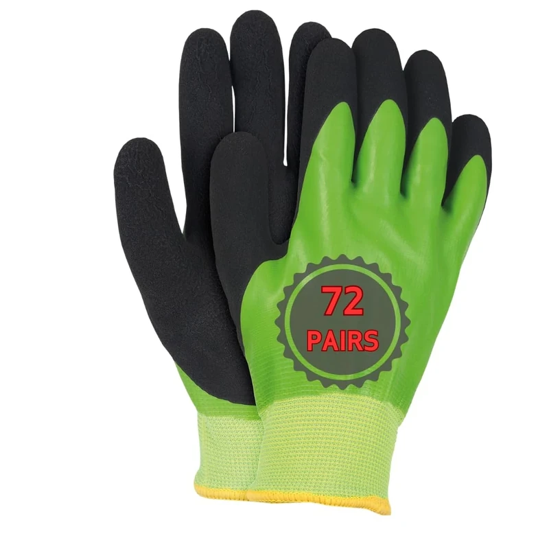 Ogrifox OX-WINGREEN Pack of Latex Gloves, Protective Gloves, Work Gloves, OX.12.330, Green-Black, Size: 10, 72 Pairs